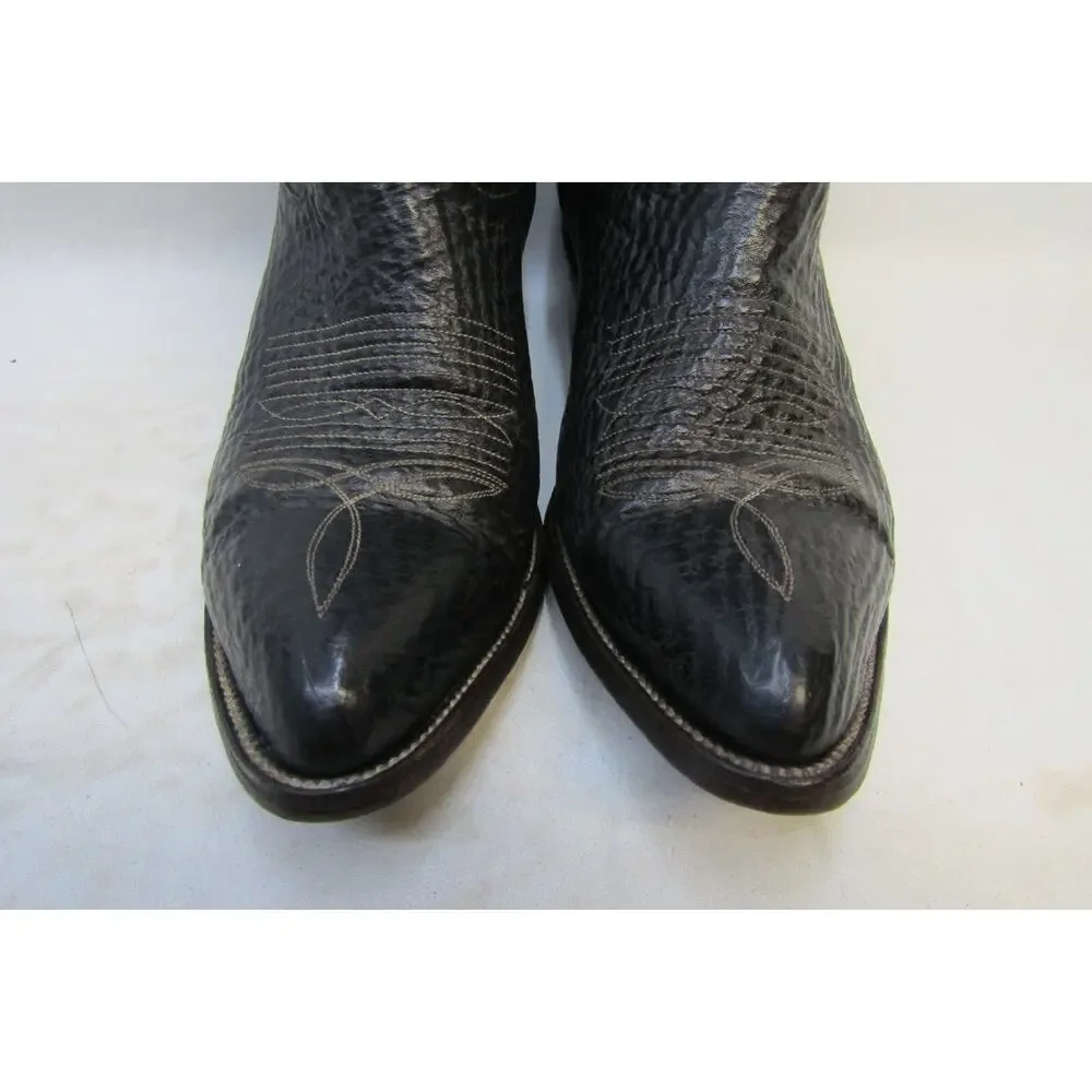 Unbranded Mens Size 8 D Black Leather Shark Skin Western Cowboy Boots